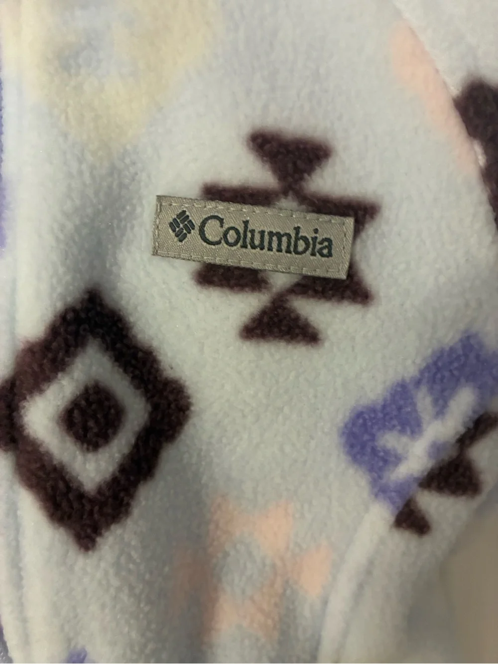 Columbia Kids Fleece Jacket - White with Purple & Brown Pattern